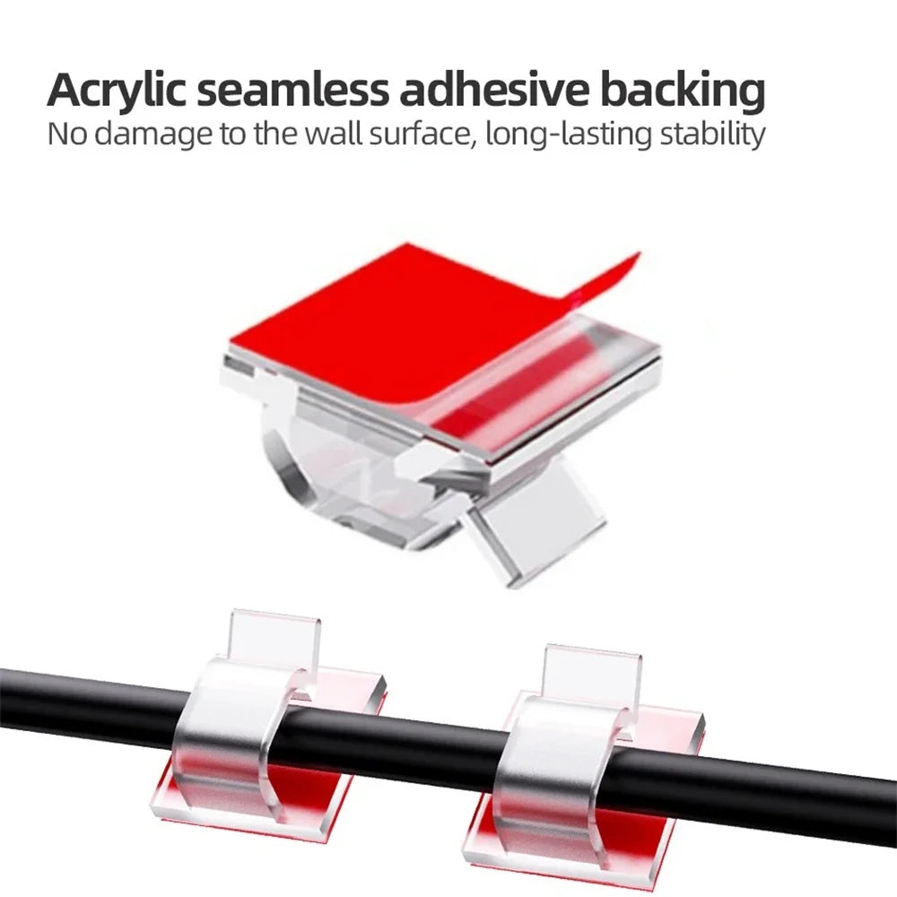 50Pcs Self-Adhesive Cable Clip Wire Protector Fixer Holder Desktop Tidy Management Wire Organizer For Mouse Headset Wire Storage Pi-Mart