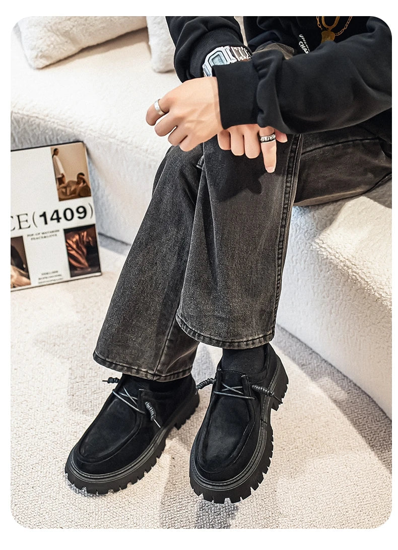 Men's Shoes 2025 Autumn New Style High-heel Thick-soled Loafers, Durable and Retro Casual Shoes, Everyday Street Trend Sneakers NovaCart