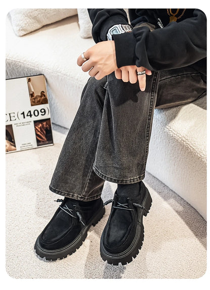 Men's Shoes 2025 Autumn New Style High-heel Thick-soled Loafers, Durable and Retro Casual Shoes, Everyday Street Trend Sneakers NovaCart