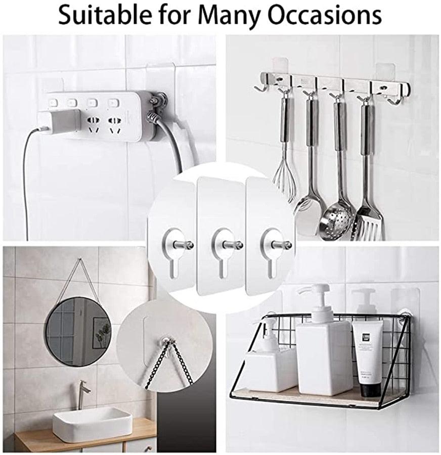 10 Pcs Punch-Free Non-Marking Strong Adhesive Screw Stickers Wall Picture Hook Invisible Traceless Hardware Drywall Hooks Towel Hook Self Adhesive Key Holder Wall Hook Clothes Coat Robe Hooks Cabinet Closet Door Hanger Stevvex