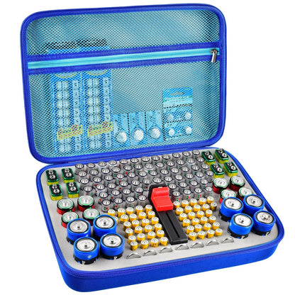 Battery Organizer Case With Tester Holds 150+ AA AAA 9V C D Lithium Button Batteries Hard Shell For Home Garage Batteries Pi-Mart