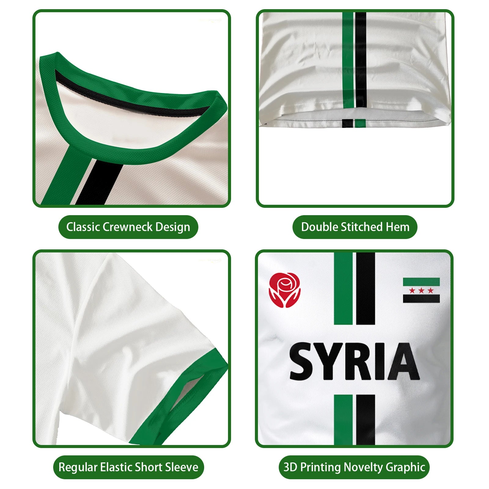 Syria Football T-Shirt Summer Sports Breathable Quick-drying Men's Tops Syrian Flag Map Print Short Sleeve Jersey Kid's Clothes NovaCart