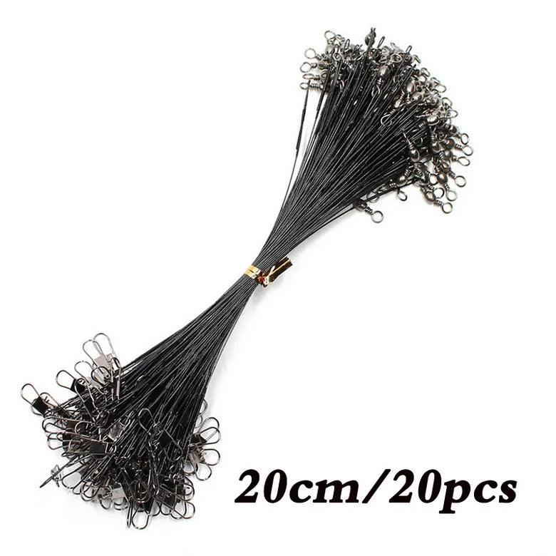 Anti Bite Steel Fishing Line Steel Wire Leader With Swivel Fishing Accessory Lead Core Leash Fishing Wire 15cm 20cm  30cm Pi-Mart