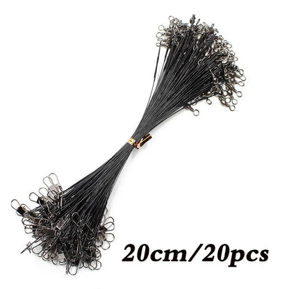 Anti Bite Steel Fishing Line Steel Wire Leader With Swivel Fishing Accessory Lead Core Leash Fishing Wire 15cm 20cm  30cm Pi-Mart