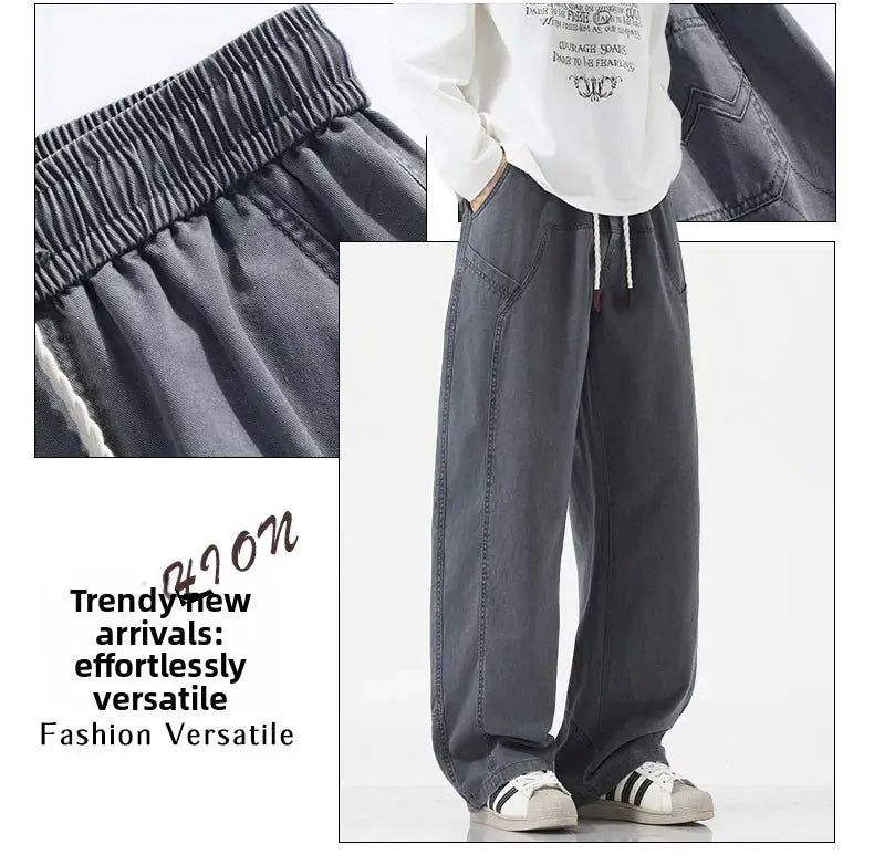 HIQOR High Quality 100% Cotton Work Pants Men Casual Straight Trousers Y2K Man Plus Size Cargo Pants Fashion Solid Workout Pants NovaCart