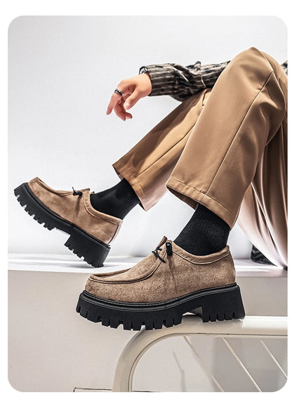 Men's Shoes 2025 Autumn New Style High-heel Thick-soled Loafers, Durable and Retro Casual Shoes, Everyday Street Trend Sneakers NovaCart