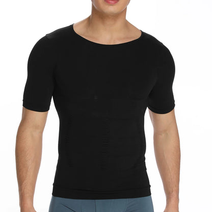 2PCS Men's Body Shaper Slimming Vest T-Shirt Elastic Slim Shapewear Compression Undershirts Tummy Control Waist Trainer Tank Top NovaCart