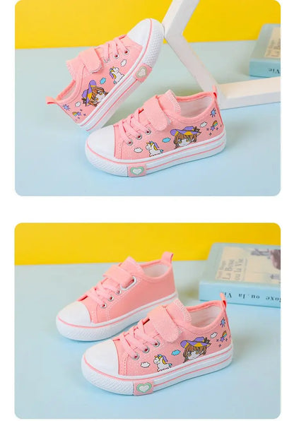 Children's  New Spring Canvas Shoes Cartoon Graffiti Children's Casual Shoes for Girls Comfort Fashion Kids Flat Tennis Sneakers NovaCart