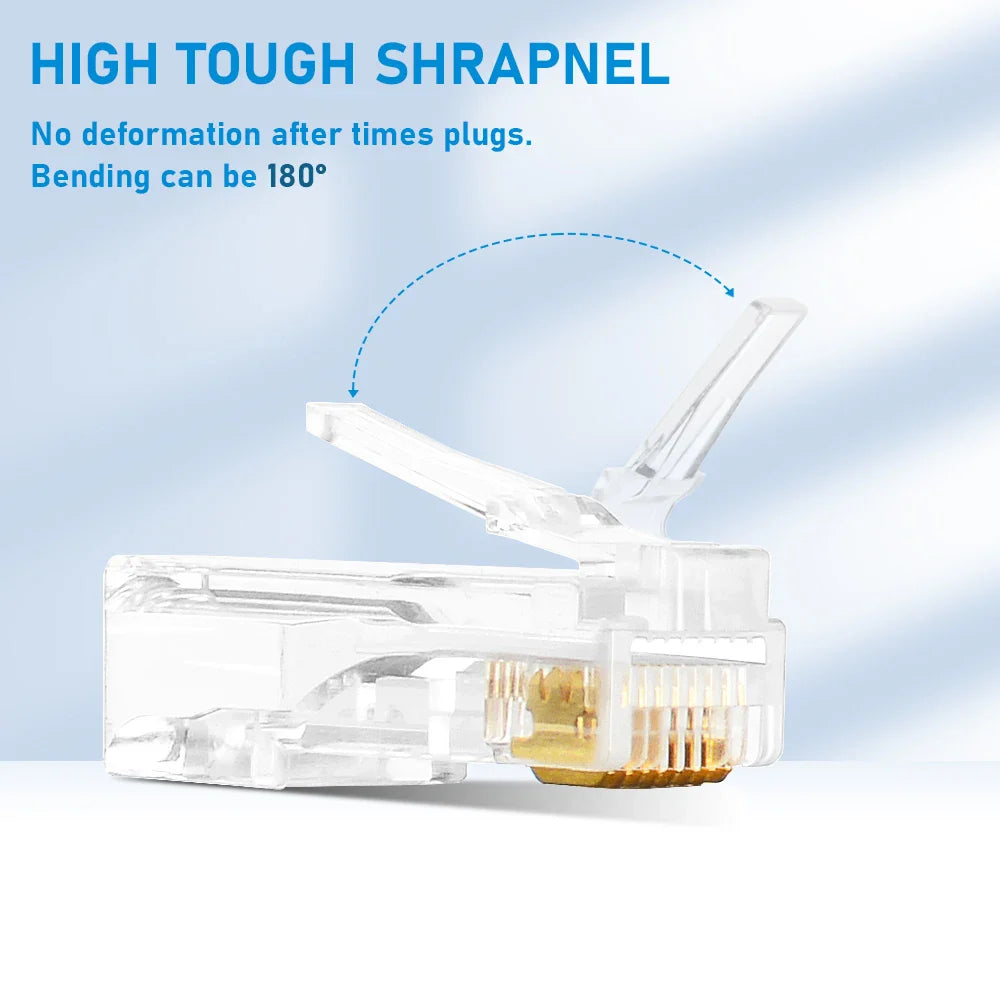10/20/30/50Pcs Pass Through RJ45 Cat6/Cat5e Connectors Crystal End 8P8C Crimp UTP Standard Ethernet Network Modular Plug Pi-Mart