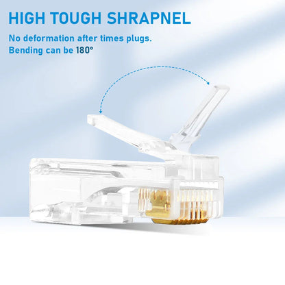 10/20/30/50Pcs Pass Through RJ45 Cat6/Cat5e Connectors Crystal End 8P8C Crimp UTP Standard Ethernet Network Modular Plug Pi-Mart