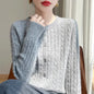 Long Sleeve Knitted O-neck Basic Thick Warm Cardigan