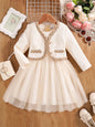 Girls' autumn fashion cute new dress, fluffy princess dress - white NovaCart