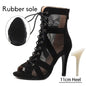 Women Latin Dance Shoes Black Boots High-Top High Heels Salsa Sandals Mesh Tango Boots Ladies Woman Party Ballroom Dance Shoes NovaCart