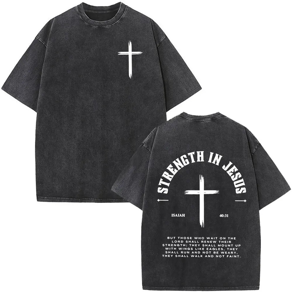 Christian Jesus Faith Over Fear Bible Verse Washed T-shirts Men Women Fashion Vintage Oversized T Shirts Harajuku Cotton T-shirt NovaCart
