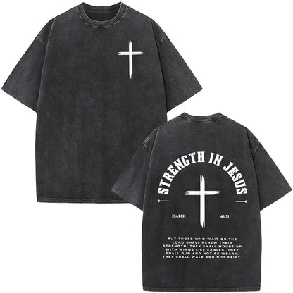 Christian Jesus Faith Over Fear Bible Verse Washed T-shirts Men Women Fashion Vintage Oversized T Shirts Harajuku Cotton T-shirt NovaCart