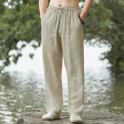 Men's Beach Pants Joggers  Streetwear Cotton Linen Sweatpants Casual Pants Hawaiian Vacation Loose Summer Long NovaCart