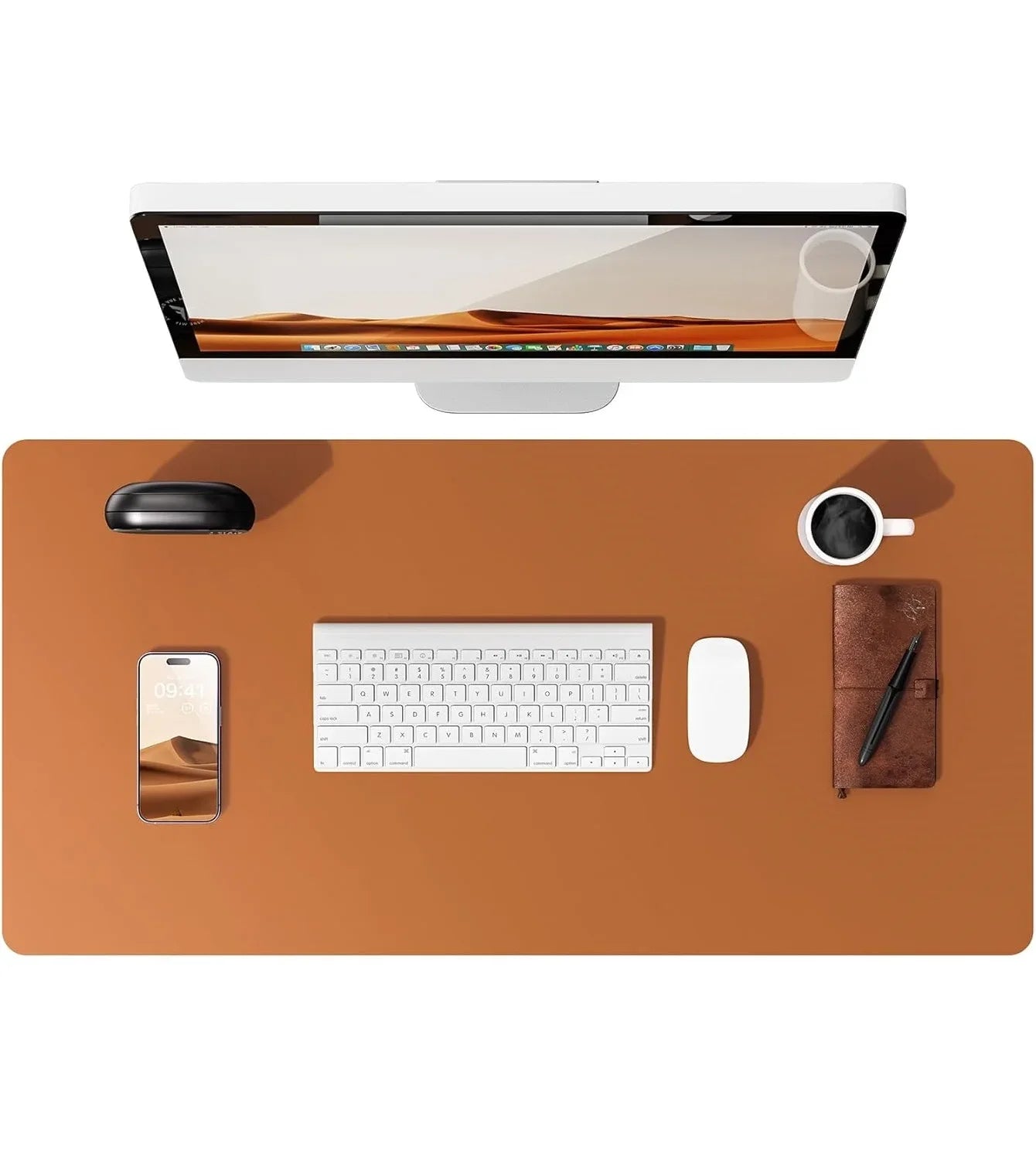 Large Mouse Pad,Office Desk Mat, Leather Desk Pad Protector, Non-Slip PU Leather Desk Blotter, Laptop Desk Pad Pi-Mart
