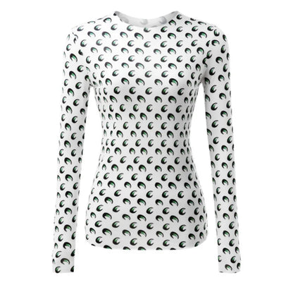 Woman Clothes Korean Moon Print Long Sleeve T-Shirt Fashion Casual Layered Sun Protection Top Ice Silk Basic Tee Spring Autumn NovaCart