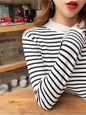 Mock Neck Pullover Long Sleeve Casual Striped Knitted Sweaters
