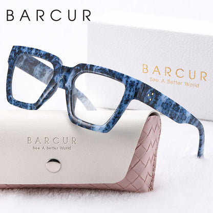 BARCUR Large Fashionable Frame Pink Reading Glasses for Women – Stylish Square Thick Frame Eyewear with Multi-Degree Options for Men & Women – Lightweight Blue Light Blocking Computer Glasses with White Gift Box for Home Office & Study Stevvex