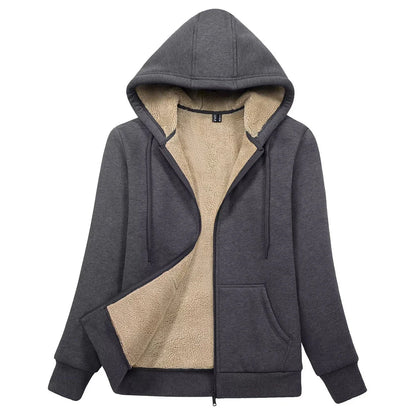 Sherpa-Lined Fleece Zip-Up Hoodie Jacket Women FitiqueFit
