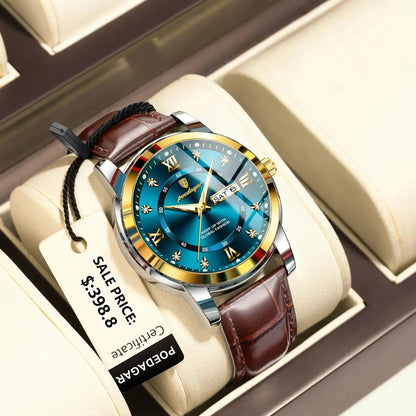 POEDAGAR Luxury Business Male Wristwatch Waterproof Luminous Leather Man Watch Date Week Sport Casual Men's Quartz Watches reloj NovaCart