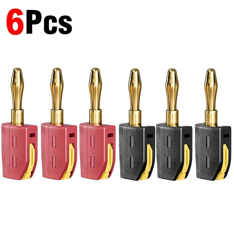 1-6PCS Portable 32A 4mm Banana Plug Solderless Quick Connect High Current Gold-Plated Connectors Audio Copper Speakers Amplifier Pi-Mart
