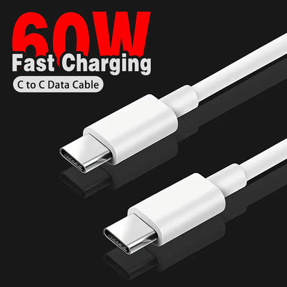 PD 60W USB C to USB Type C Cable Fast Charge Data Cable For Iphone 15 15Pro Huawei Samsung Xiaomi Data Line Black White 1M 2M 3M Pi-Mart