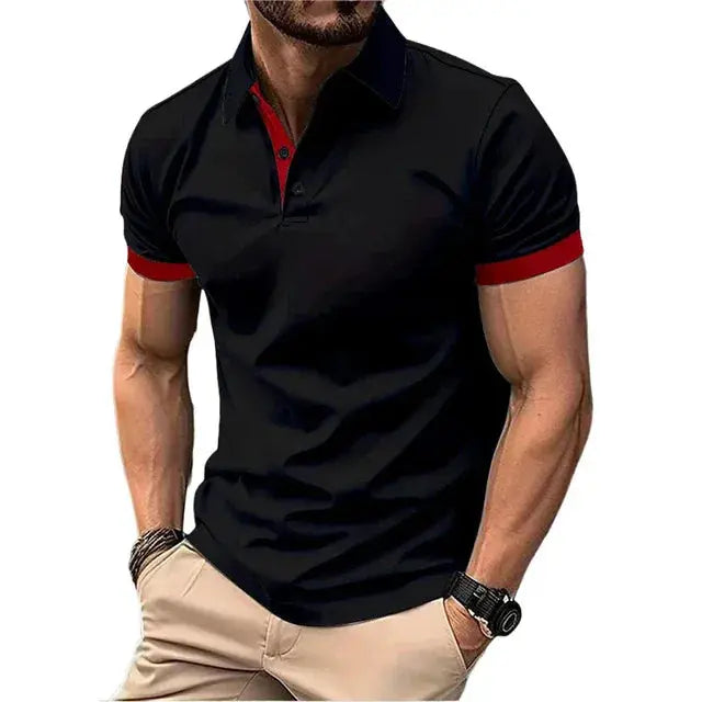 Men's Polo Shirt Short Sleeve Casual Slim Fit Color Blocking T-shirts England Style Streetwear Polos for Men's Fashion NovaCart