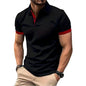 Men's Polo Shirt Short Sleeve Casual Slim Fit Color Blocking T-shirts England Style Streetwear Polos for Men's Fashion NovaCart