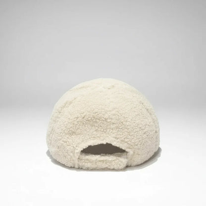 Lamb Wool Baseball Cap — Korean Style Plush Winter Sun Hat for Women FitiqueFit