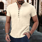Summer new style men's solid-color retro casual short-sleeved shirt, comfortable and breathable men's short-sleeved top NovaCart