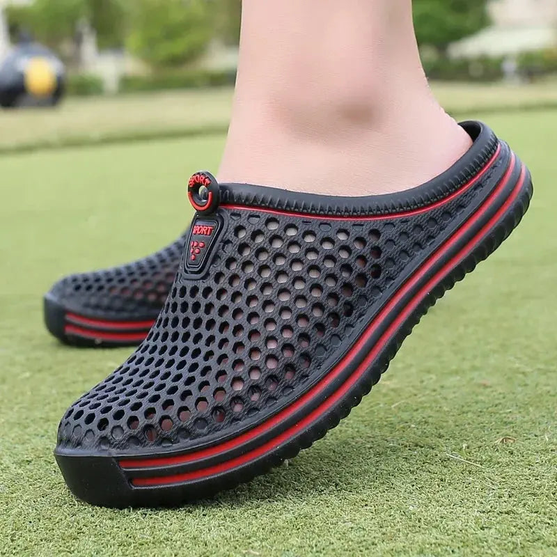 Summer Couple Breathable Half Slippers Men Outdoor Baotou Hole Sandals Beach Flip-flops Men's Casual Flip-flops Platform Sandals NovaCart