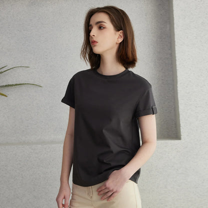 K2123L Summer Short Sleeved Clothes Premium Luxury Women's Clothing Combed Cotton Tshirts pima cotton Tee Shirt NovaCart