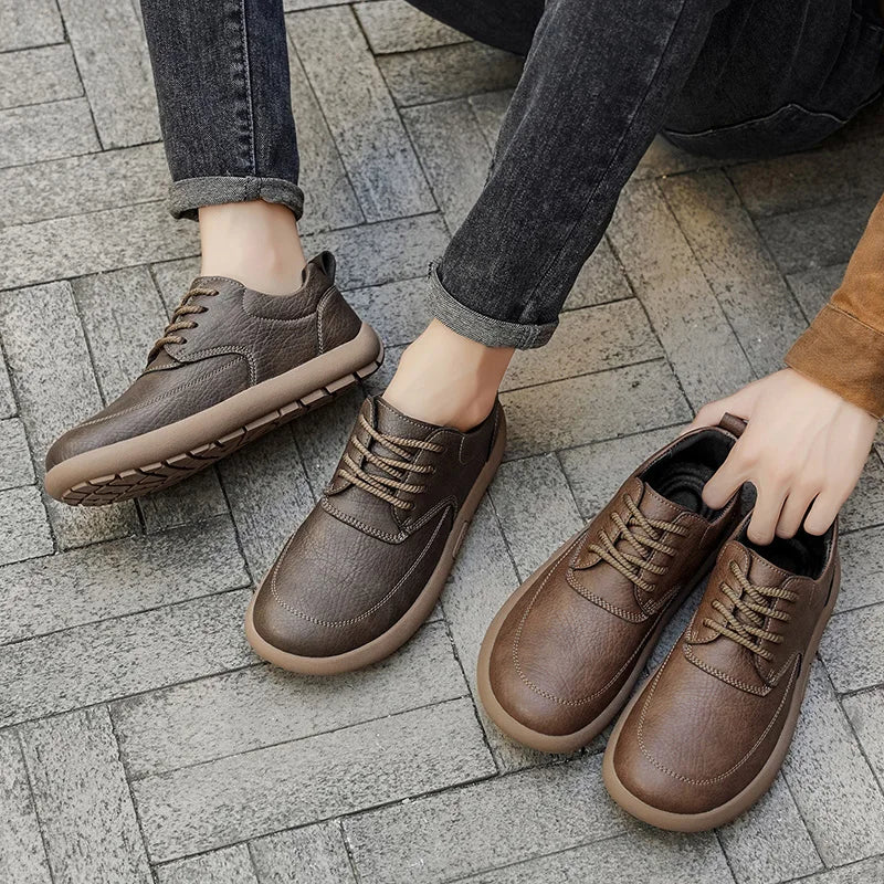 Shoes for Men Male Sneakers Leather Shoes Round Toe Apring and Autumn Wear-resistant Return To The Ancients Loafers All-match NovaCart