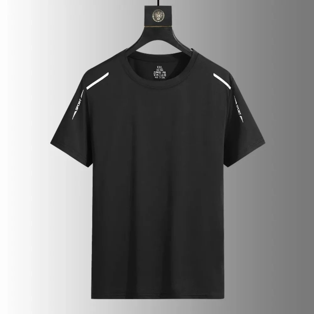 Running T-shirt Reflective Short Sleeve Ice Silk Quick Drying Summer Thin Breathable Fitness Tees Shirt Sportswear Sportsshirt Pi-Mart