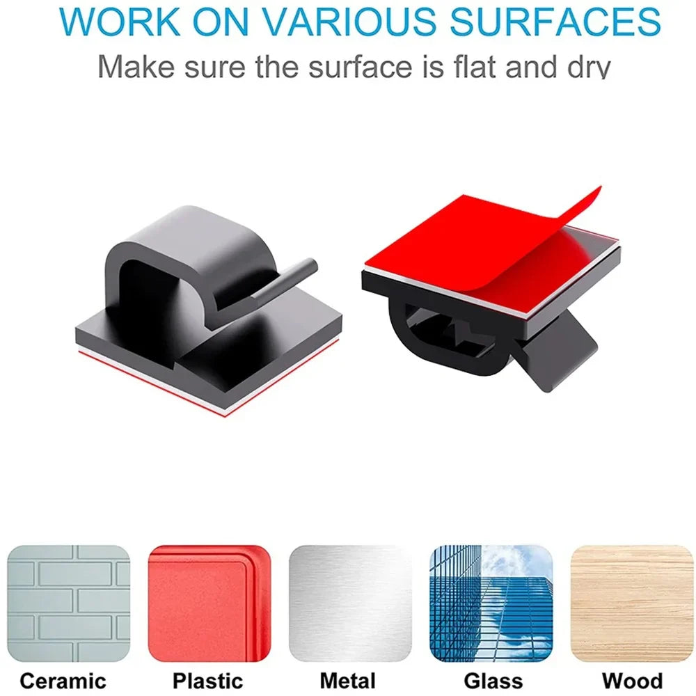 50Pcs Self-Adhesive Cable Clip Wire Protector Fixer Holder Desktop Tidy Management Wire Organizer For Mouse Headset Wire Storage Pi-Mart
