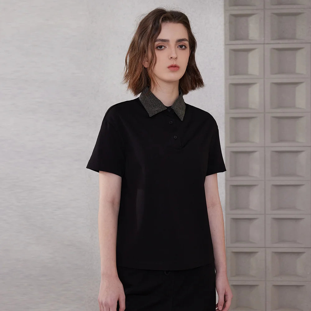 K2067L Luxury Brand Women's Clothing Shirt Collar Pima Cotton Summer Short Sleeved T-Shirt ladies clothes NovaCart