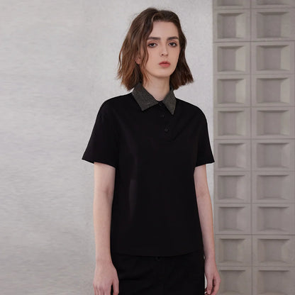 K2067L Luxury Brand Women's Clothing Shirt Collar Pima Cotton Summer Short Sleeved T-Shirt ladies clothes NovaCart