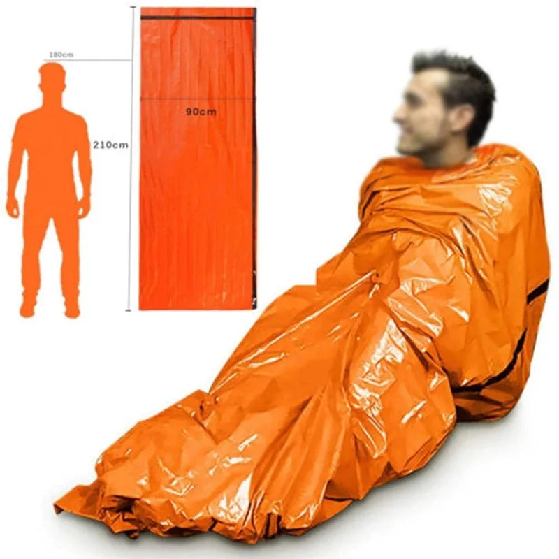 Portable Waterproof Emergency Survival Sleeping Bag Outdoor Edc Camping Gear Thermal Sack First Aid Rescue Kit Mylar Blanket Pi-Mart