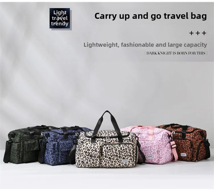 Classic Leopard Print Large Capacity Leisure Luggage Bag with Multiple Pockets and Shoe Compartment Sports Fitness Travel Bag NovaCart