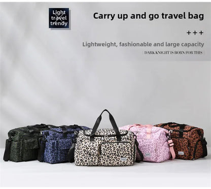 Classic Leopard Print Large Capacity Leisure Luggage Bag with Multiple Pockets and Shoe Compartment Sports Fitness Travel Bag NovaCart