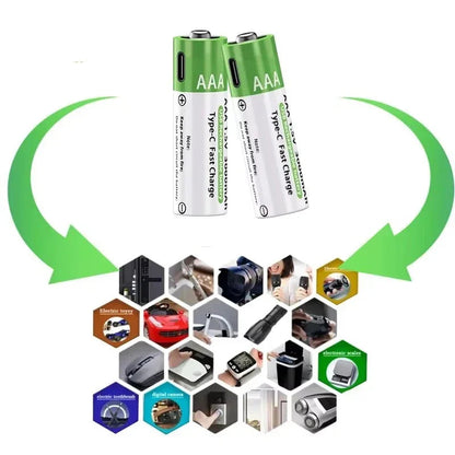 2025NEW Lithium-Ion Battery Type-C Rechargeable High-Capacity Battery AA&AAA Battery For remote control, mouse, electric toys Pi-Mart