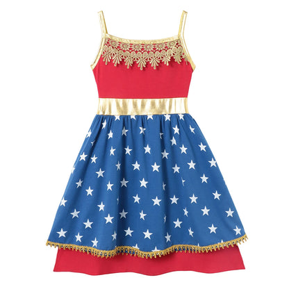 Children's Casual Dress for Girls Mermaid Rapunzel Dress One-Shoulder Sling Short Sleeve Princess Costume Summer Casual Vest NovaCart