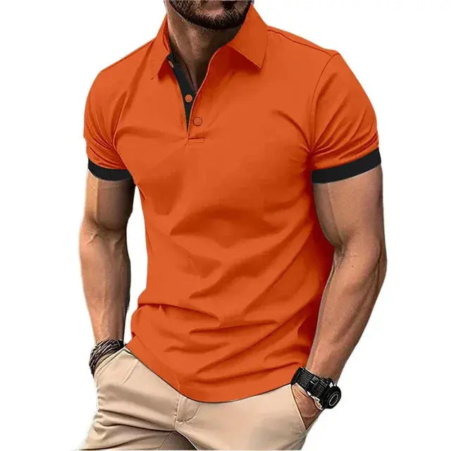 Men's Polo Shirt Short Sleeve Casual Slim Fit Color Blocking T-shirts England Style Streetwear Polos for Men's Fashion NovaCart