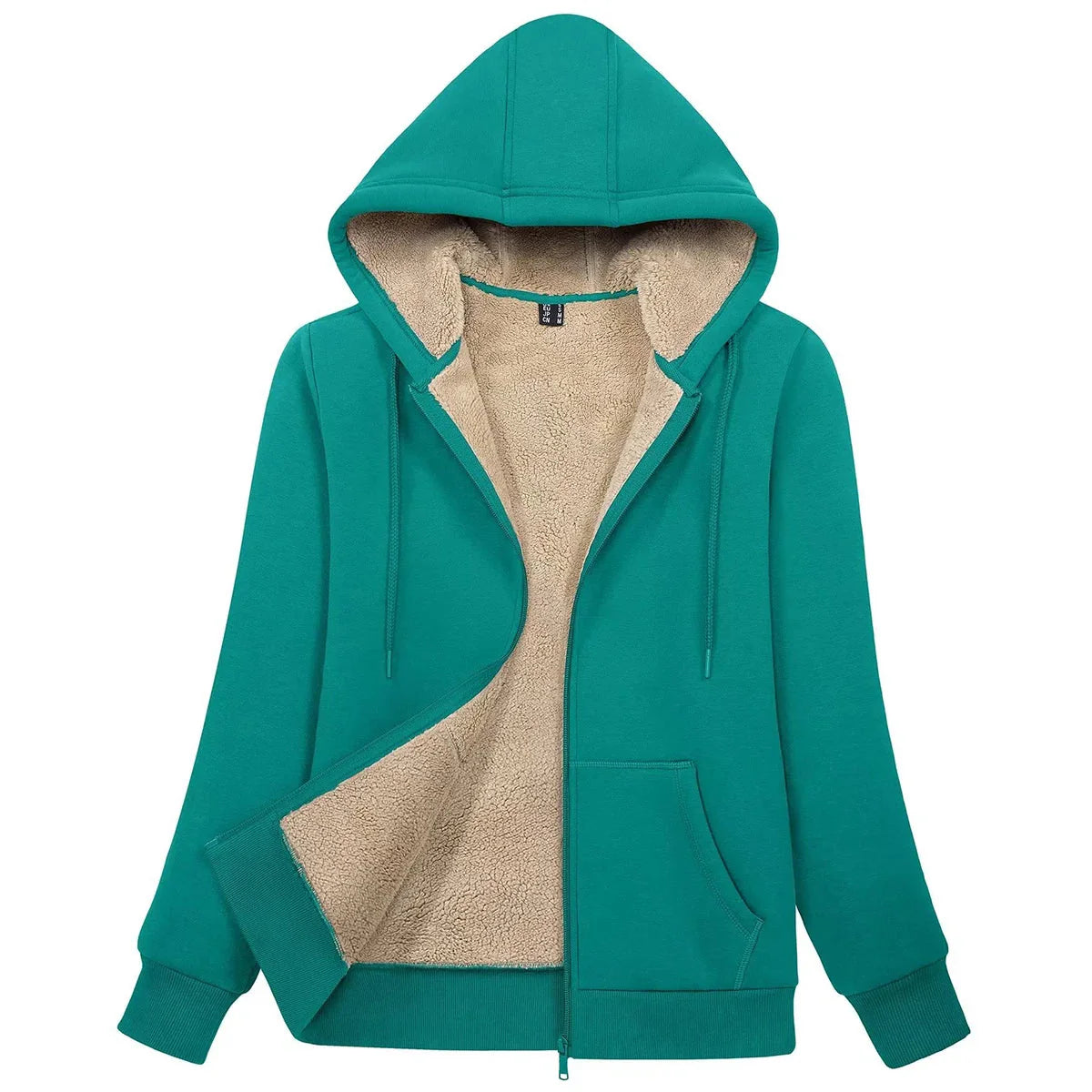 Sherpa-Lined Fleece Zip-Up Hoodie Jacket Women FitiqueFit