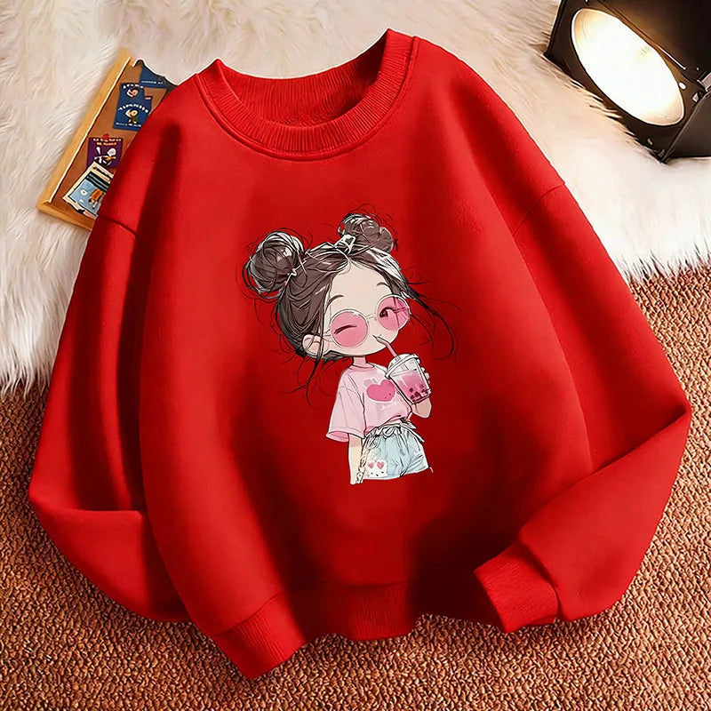 Hoodie Hip Hop Retro Girl Drink Juice Design Children's Sweatshirt Cute Hoody Girls Autumn Spring Casual Hoodies Pullover NovaCart