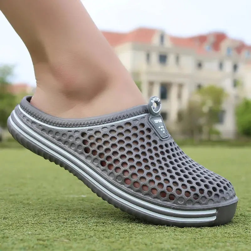 Summer Couple Breathable Half Slippers Men Outdoor Baotou Hole Sandals Beach Flip-flops Men's Casual Flip-flops Platform Sandals NovaCart