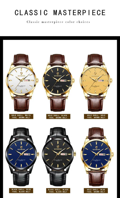 BINBOND Top Luxury Brand Fashion Watch For Men Waterproof Clock Man Date Quartz Wrist Watches Leather Strap Business Man Watch NovaCart