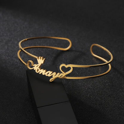 Customized Letter Name Bracelet Bangles for Women Men Chrismas Jewelry Gift